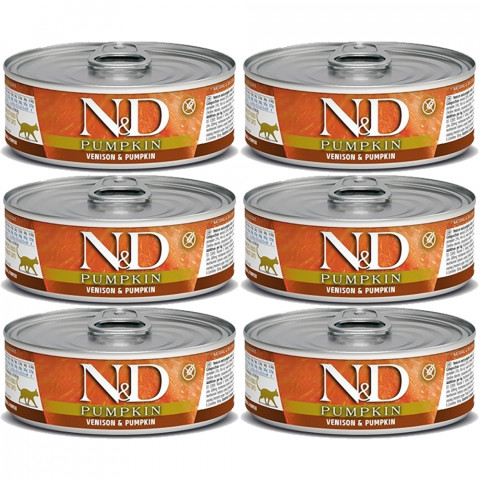 FARMINA N&D Pumpkin Venison & Pumpkin – Nassfutter für Katzen – 6 x 70 g - Fotogalerie 1