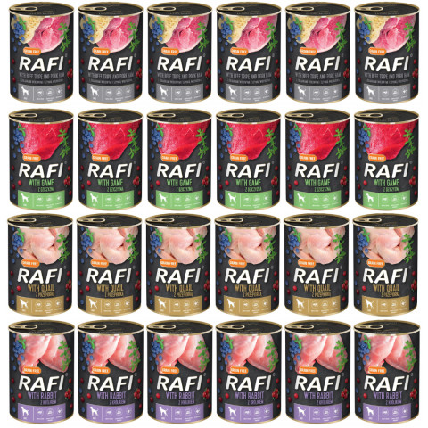 Dolina Noteci Rafi MIX 4 Geschmacksrichtungen – Nassfutter für Hunde – 24×400 g - Fotogalerie 1