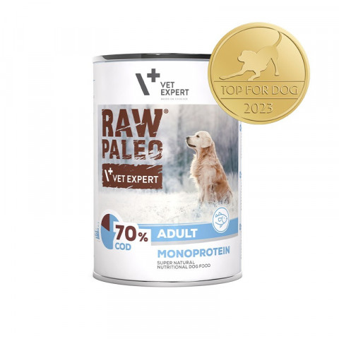 VET EXPERT Raw Paleo Adult Monoprotein Kabeljau – Nassfutter für Hunde – 400 g - Fotogalerie 1
