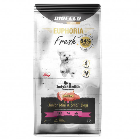 BIOFEED Euphoria Fresh Junior Mini & Small Turkey with rabbit - trockenfutter für Hunde - 2kg - Fotogalerie 1