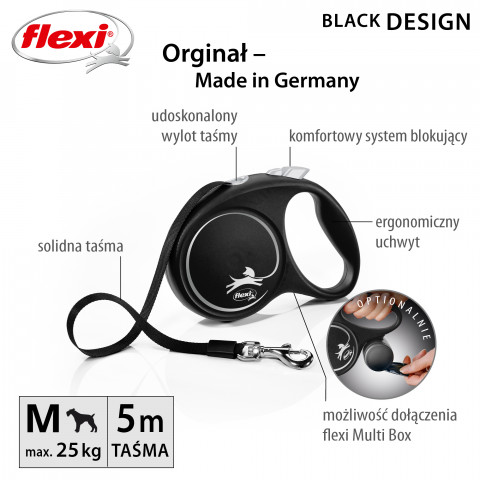 Flexi Black Design M 5 m Hund Rückziehbare Leine - Fotogalerie 4