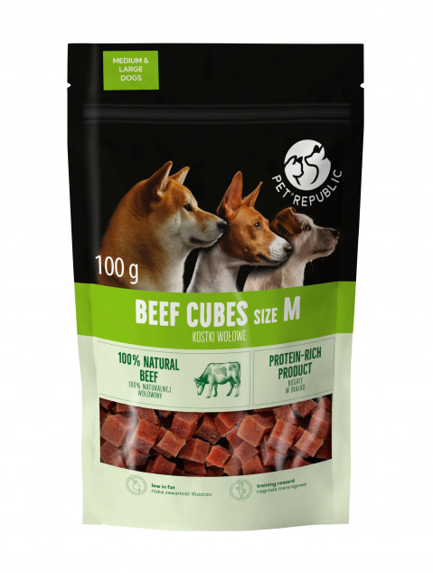 PETREPUBLIC Beef cubes M - leckerli für hunde - 100g - Fotogalerie 1