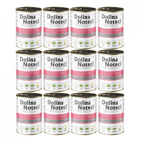 DOLINA NOTECI Premium Reich an Kalbfleisch mit grünem Erbsen – Nassfutter für Hunde – 12×400 g - Fotogalerie 1