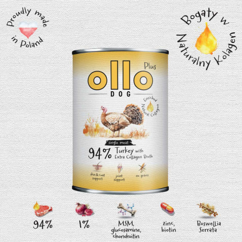 OLLO Plus Collagen Turkey - Nassfutter für Hunde - 400g - Fotogalerie 3