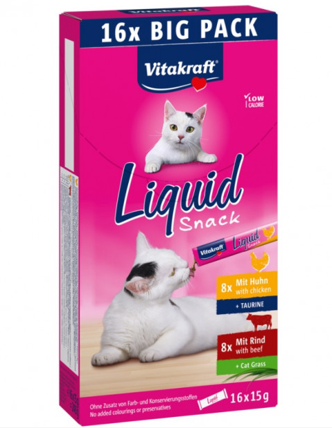 VITAKRAFT Cat Liquid-Snack with beef and chicken - Katze behandeln - 16 x 15g - Fotogalerie 1