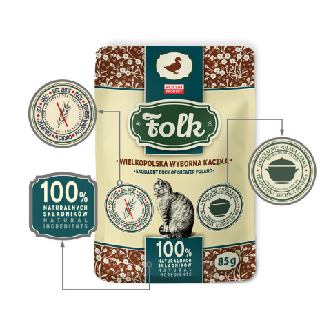 FOLK Excelent duck of Greater Poland - nassfutter für Katzen - 85g - Fotogalerie 4