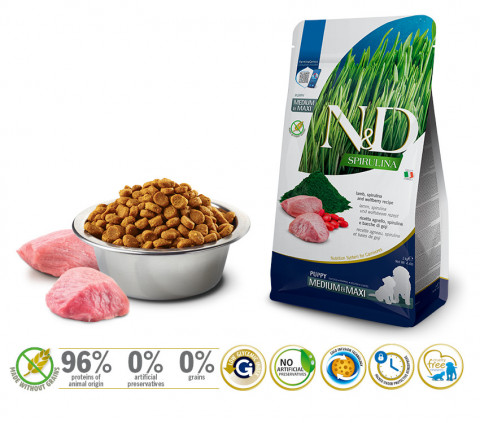 FARMINA N&D Spirulina Lamb Puppy MED/MAXI - Trockenfutter für Hunde - 2 kg - Fotogalerie 2