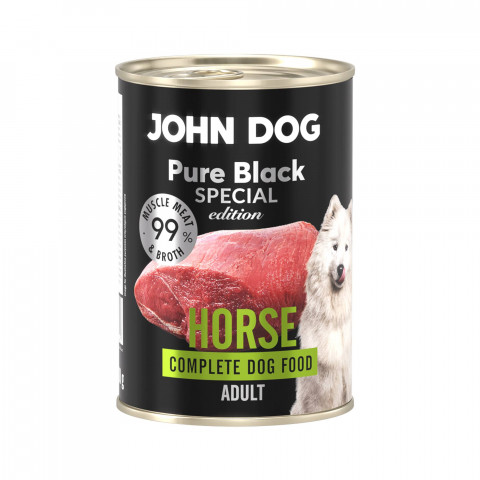 JOHN DOG Pure Black Special Edition Horse - Nassfutter für Hunde - 400g - Fotogalerie 1