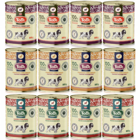 FOLK MIX 3 Geschmacksrichtungen – Nassfutter für Hunde – 12x800g - Fotogalerie 1