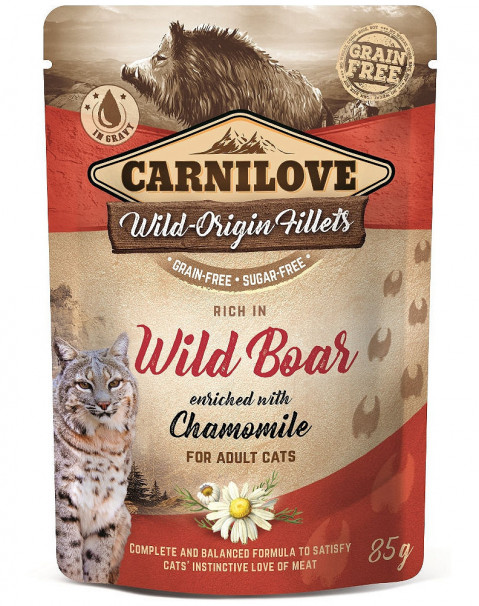 CARNILOVE CAT POUCH Nasses Katzenfutter Wildschwein, Kamille 85 g - Fotogalerie 1