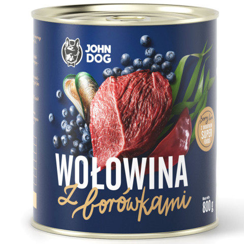 JOHN DOG Berry line Beef with blueberries - Nassfutter für Hunde - 800g - Fotogalerie 1