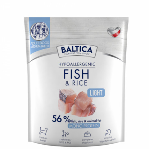 BALTICA Nutraceutic Hypoallergenic Light M Fish with rice - trockenfutter für Hunde - 1kg - Fotogalerie 1