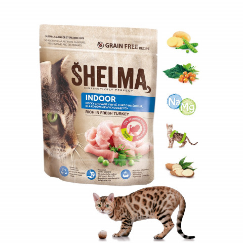 SHELMA Indoor Rich in turkey - trockenfutter für Katzen - 5x750g - Fotogalerie 4