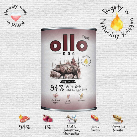 OLLO Plus Collagen Wild boar - Nassfutter für Hunde - 400g - Fotogalerie 3