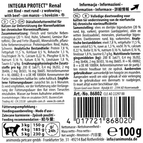 ANIMONDA Integra Protect Renal Beef - nassfutter für Katzen - 100g - Fotogalerie 2