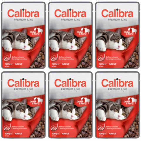 CALIBRA Cat Premium Adult Chicken & Beef - Nassfutter für Katzen - 6x100g - Fotogalerie 1