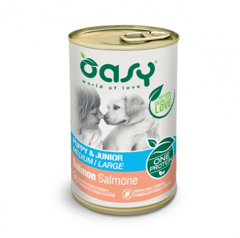 OASY One Protein Puppy & Junior Medium/Large Salmon - Nassfutter für Hunde - 400g - Fotogalerie 1
