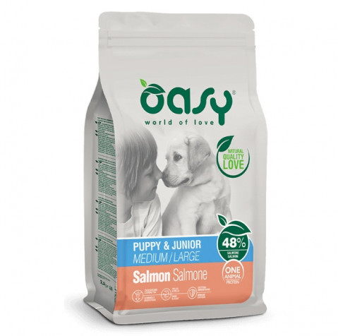 OASY One Animal Protein Puppy & Junior Medium/Large Salmon - trockenfutter für Hunde - 12kg - Fotogalerie 1