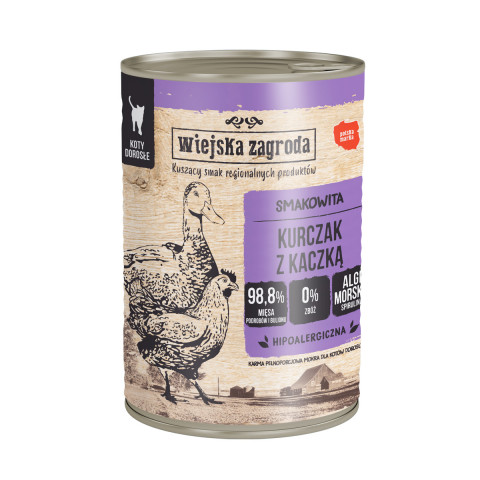 WIEJSKA ZAGRODA Chicken with duck - nassfutter für Katzen - 400g - Fotogalerie 1