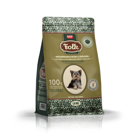 FOLK Small breeds Traditional Greater Poland duck with rabbit, apples and marjoram - trockenfutter für Hunde - 1,6kg - Fotogalerie 1