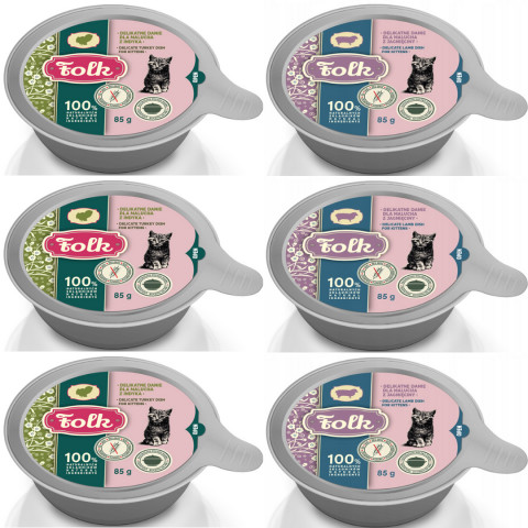 FOLK Kitten Zartes Gericht für Kitten MIX Geschmacksrichtungen – Nassfutter für Katzen – 6x85g - Fotogalerie 1