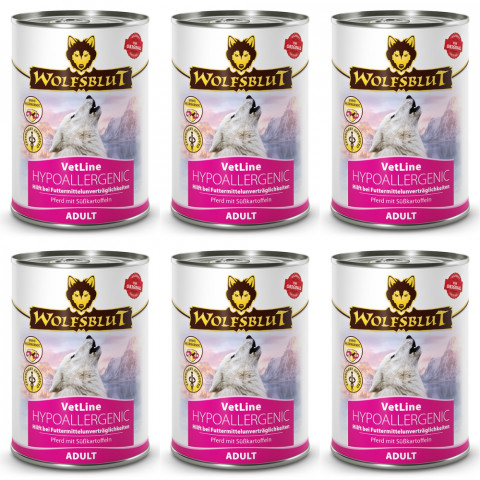 WOLFSBLUT VetLine Hypoallergenic Horse - Nassfutter für Hunde - 6x395g - Fotogalerie 1