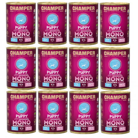 CHAMPER Puppy Monoprotein Lachs – Nassfutter für Welpen – 12×400 g - Fotogalerie 1