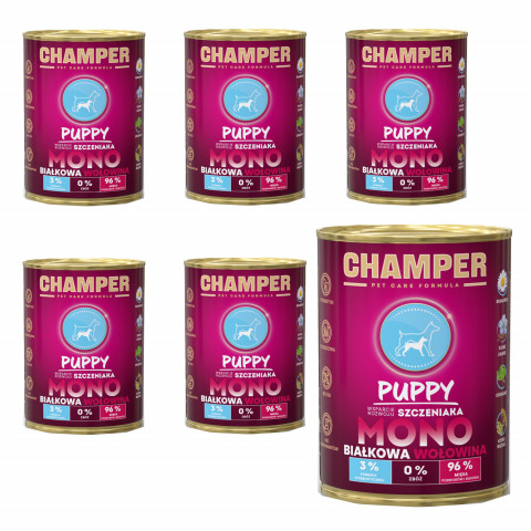 CHAMPER Puppy Monoprotein Rind – Nassfutter für Welpen – 6×400 g - Fotogalerie 1