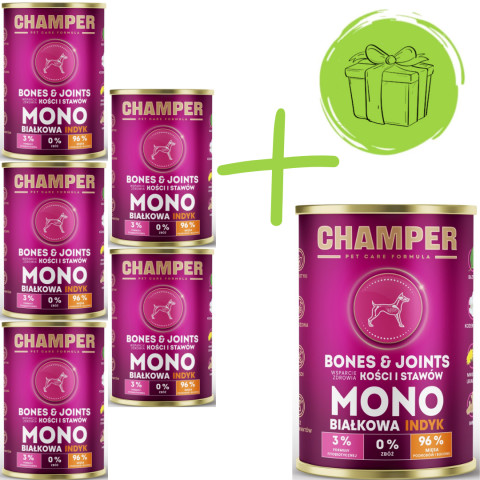 CHAMPER Bones & Joints Monoprotein Pute - Nassfutter für Hunde - 5x400g + 400g GRATIS - Fotogalerie 1