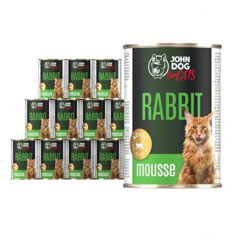 JOHN DOG Mousse Rabbit - nassfutter für Katzen - 12 x 400g - Fotogalerie 1