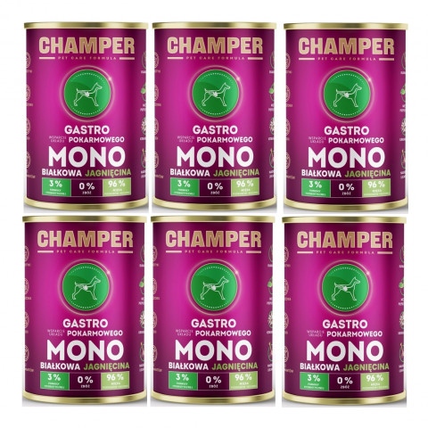 CHAMPER Gastro Monoprotein Lamm – Nassfutter für Hunde – 6×400 g - Fotogalerie 1