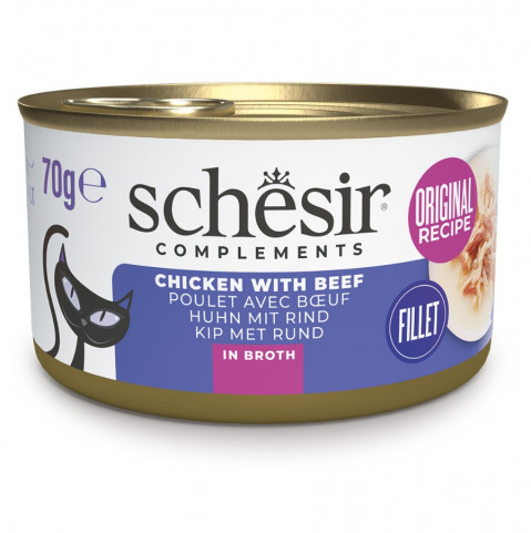 SCHESIR Chicken with beef in broth - nassfutter für Katzen - 70g - Fotogalerie 1