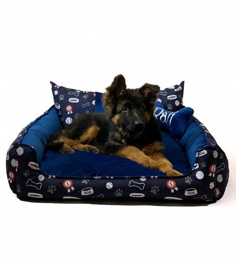 GO GIFT Hunde- und Katzenbett XL - navy blau - 100x80x18 cm - Fotogalerie 2
