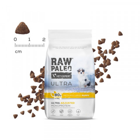 VET EXPERT RAW PALEO Ultra Medium&Large Puppy Turkey – Trockenfutter für Welpen – 10 kg - Fotogalerie 2