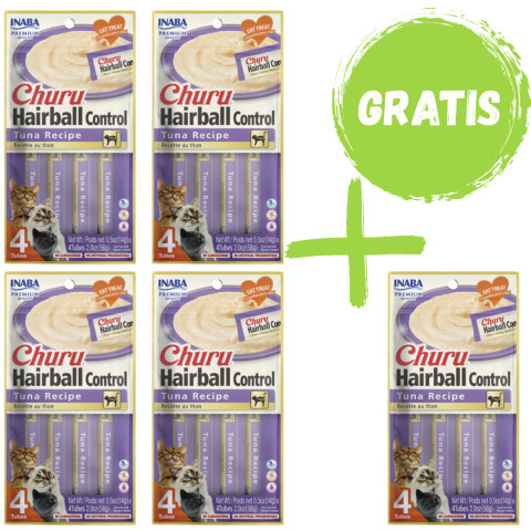 INABA Cat Churu Hairball Tuna - Katzenleckerli - 4x(4x14g) + GRATIS - Fotogalerie 1