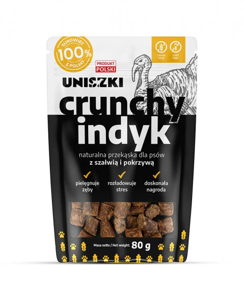 UNISZKI Knuspriger Truthahn mit Salbei und Brennnessel - Leckerli für Hunde - 80g - Fotogalerie 1