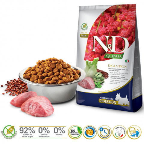 FARMINA N&D N&D Quinoa Digestion Lamb Mini Adult - Trockenfutter für Hunde - 800g - Fotogalerie 2
