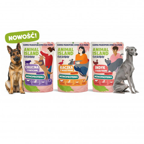 ANIMAL ISLAND Everyday Monoprotein Veal, Duck, Turkey - Nassfutter für Hunde - 9x300g - Fotogalerie 1
