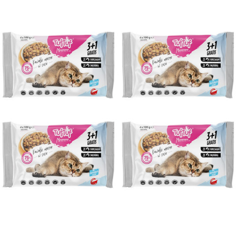 TUF TUF 2x with chicken, 2x with liver - nassfutter für Katzen - 4x(4x100g) - Fotogalerie 1