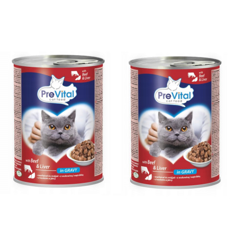 PREVITAL Beef with liver in gravy - nassfutter für Katzen - 2x415g - Fotogalerie 1