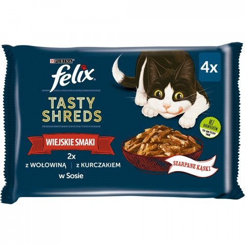 FELIX Tasty Shreds mit Rindfleisch und Huhn - 4x 80g - Fotogalerie 1