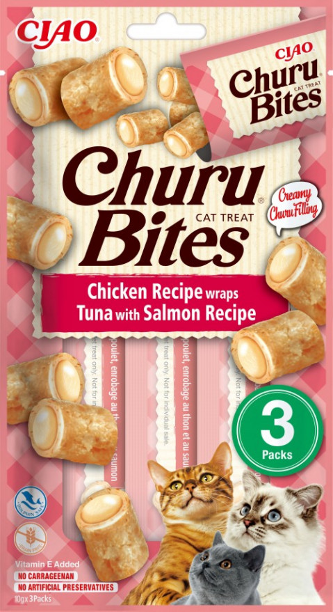 CIAO Churu Bites Chicken Recipe wraps Tuna with Salmon Katze Leckerli Huhn, Thunfisch 10 g - Fotogalerie 2