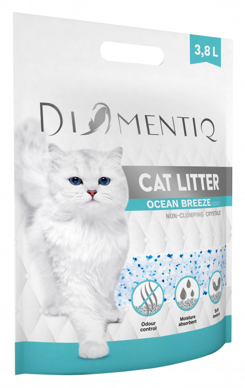 DIAMENTIQ Ocean Breeze Silikon-Katzenstreu, nicht klumpend – 4×3,8 l - Fotogalerie 4