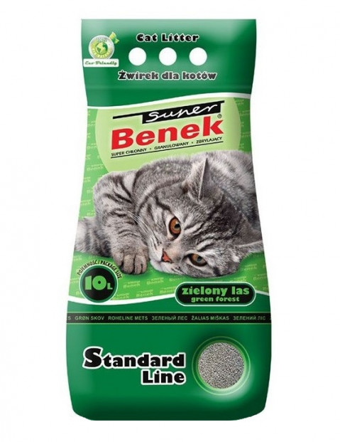 SUPER BENEK STANDARD Katzenstreu Bentonitsplitt grüner Wald 10 l - Fotogalerie 1
