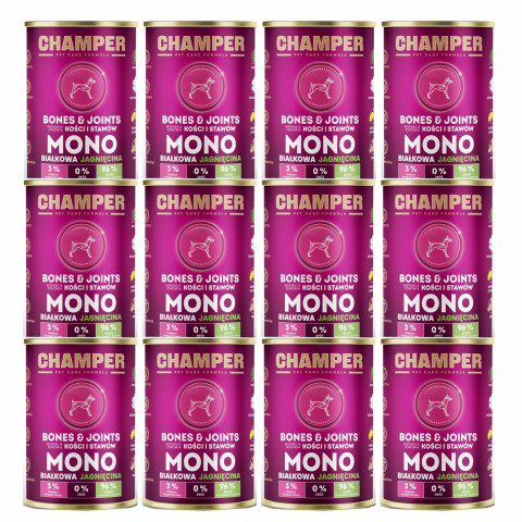CHAMPER Bones & Joints Monoprotein Lamm – Nassfutter für Hunde – 12×400 g - Fotogalerie 1