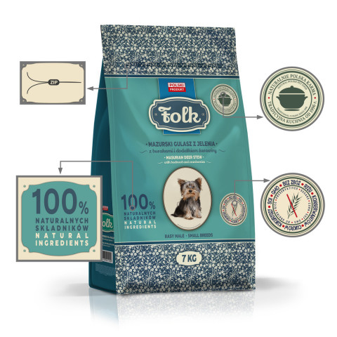 FOLK Small breeds Traditional masurian venison stew with beets and cranberries - trockenfutter für Hunde - 7kg - Fotogalerie 4