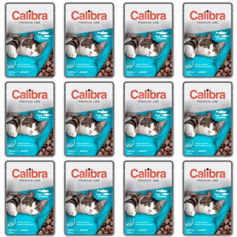 CALIBRA Cat Premium Adult Trout & Salmon - Nassfutter für Katzen - 12x100g - Fotogalerie 1