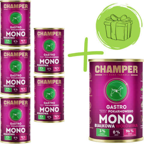 CHAMPER Gastro Monoprotein Rind - Nassfutter für Hunde - 5x400g + 400g GRATIS - Fotogalerie 1