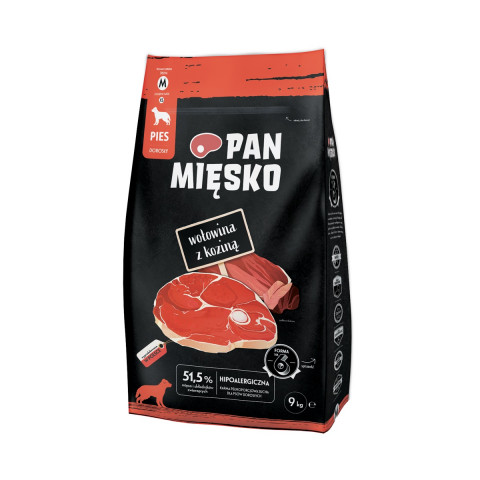 PAN MIĘSKO Beef with goat M - trockenfutter für Hunde - 9kg - Fotogalerie 1