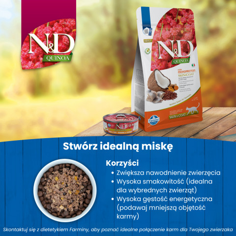 FARMINA N&D Quinoa Skin&Coat Cat Herring and Coconut Adult - Trockenfutter für Katzen - 300 g - Fotogalerie 5